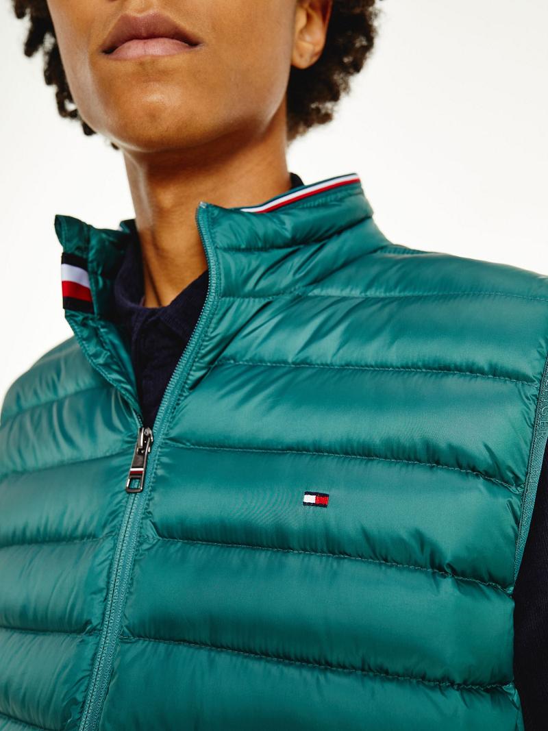 Férfi Tommy Hilfiger Recycled packable vest Kabát Zöld | HU 1201ILH